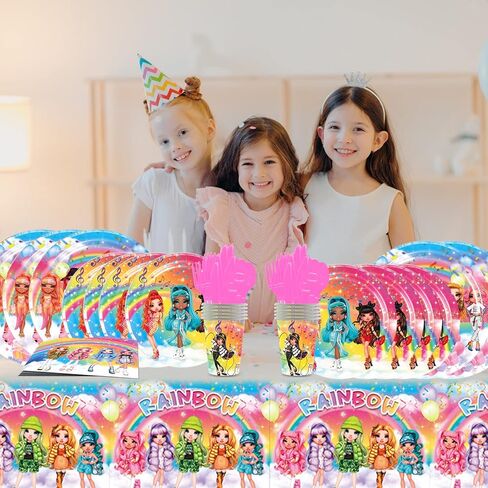 Rainbow Doll Party Supplies, Rainbow Doll Birthday Party Decorations Set for Rainbow Doll Theme Party Favors Decor in Kuwait