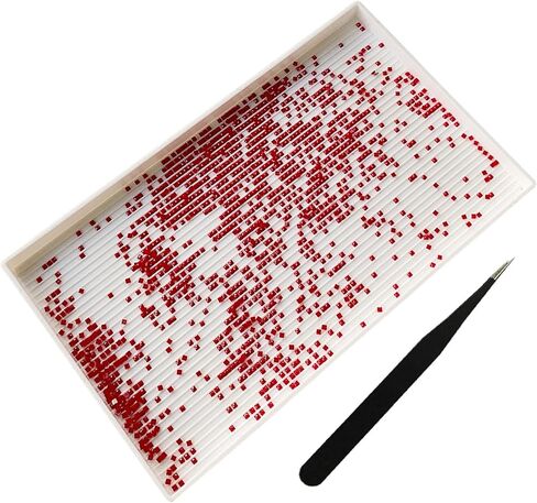 صينية فرز خرز بلاستيكية كبيرة الحجم مقاس 10×6 انش، ملاقط من الستانلس ستيل، لوحة الماس حجر الراين، اكسسوارات الرسم الماسي بغرز متقاطعة، اداة تنقيط لفن الاظافر والحرف اليدوية in Kuwait