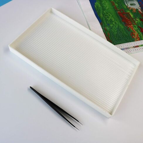 صينية فرز خرز بلاستيكية كبيرة الحجم مقاس 10×6 انش، ملاقط من الستانلس ستيل، لوحة الماس حجر الراين، اكسسوارات الرسم الماسي بغرز متقاطعة، اداة تنقيط لفن الاظافر والحرف اليدوية in Kuwait