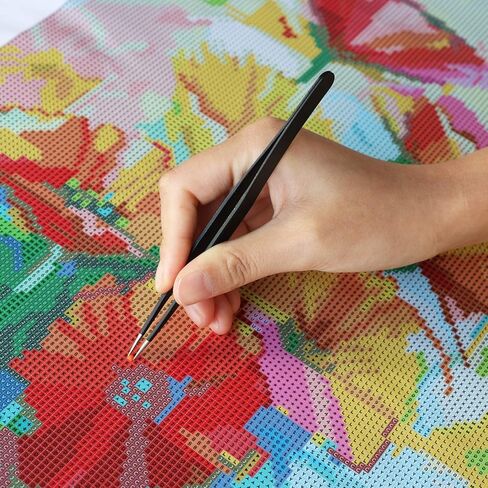 صينية فرز خرز بلاستيكية كبيرة الحجم مقاس 10×6 انش، ملاقط من الستانلس ستيل، لوحة الماس حجر الراين، اكسسوارات الرسم الماسي بغرز متقاطعة، اداة تنقيط لفن الاظافر والحرف اليدوية in Kuwait