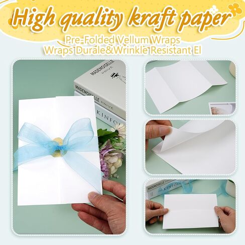150 Pcs Pre-Folded Vellum Paper for 5 x 7'' Invitation, BEAUTIFABLE DIY Printable Vellum Jackets for Wedding, Christmas, Baby Shower, Birthday Invitations Cards in Kuwait