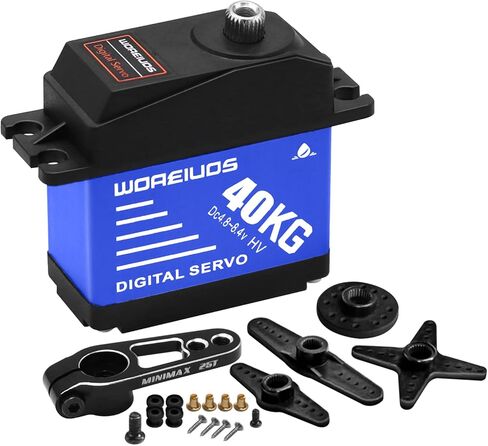 WOAEIUOS 40 كجم RC مؤازرة رقمية بدون قلب، عزم دوران عالي مقاوم للماء معدات معدنية مع قرن مؤازر 25T 1/10 1/8 RC سيارة RC قارب روبوت زاحف in Kuwait