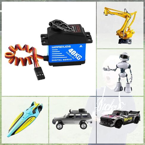 WOAEIUOS 40 كجم RC مؤازرة رقمية بدون قلب، عزم دوران عالي مقاوم للماء معدات معدنية مع قرن مؤازر 25T 1/10 1/8 RC سيارة RC قارب روبوت زاحف in Kuwait