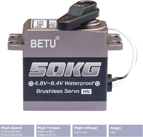 BETU 50 كجم مؤازرة بدون فرشاة، مؤازرة Waterpoof، مؤازرة عزم دوران عالية متوافقة مع 1/5،1/6، 1/8، 1/10 RC سيارة/روبوت/قارب/طائرة in Kuwait