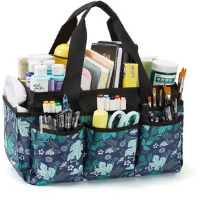Craft Organizer Tote Bag, Art Caddy Bag with Multiple Pockets, Sewing Bags for Scrapbooking, Home and Office Supplies (Cat)