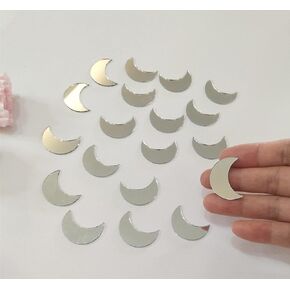 100pcs of Moon Shape Mirror Mosaic Tile,Mini Glass Mosaic Tile, Mirror Craft Mosaic DIY Tile for Art and Craft Wall Door Home Decorations Making Supplies (Silver Mirror)