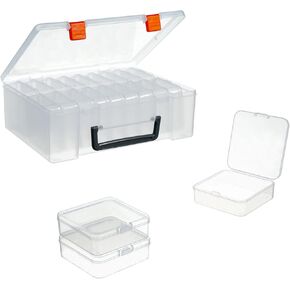 13 Pieces Small Plastic Craft 0rganizers and Storage, Transparent Box with Hinged Lid for Storage of Jewelry, Diamonds, DIY Art Craft Accessory in Saudi Arabia