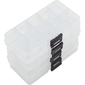 Yansanido 4 Pcs 10 Grids 5 Inch x 2.5 Inch Adjustable Small Removable Plastic Jewelry Organizer Divider Storage Box Jewelry Earring Tool Containers (Clear Pink) in Saudi Arabia