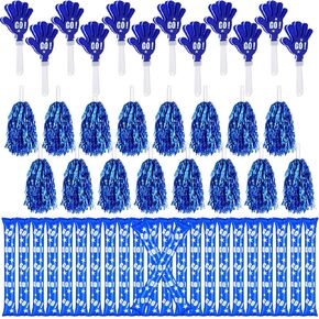 Hungdao 60 Pcs Noise Makers Party Favors Include 24 Pcs Thunder Sticks Cheer Sticks 12 Pcs Hand Clapper 24 Pcs Cheerleading Pom Poms for Sporting Events Football Games School Spirit Accessories
