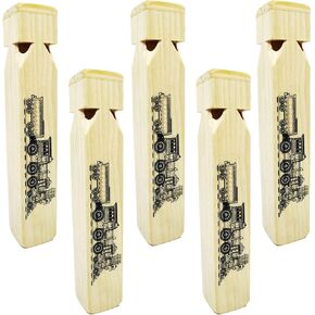 Fartime 5 PCS-Wooden Train Whistle Musical Toy for Kids (4 Tone)