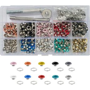 Laviesto Grommet Kit, 500 Sets 3/16 Inch Multi-Color Metal Eyelets Grommets Set with 3 Setting Tools for Clothes Shoes Bag Leather Crafts DIY Projects(10 Colors) in Kuwait