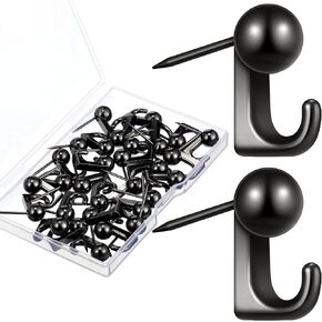 30 Pieces Metal Push Pin Hangers Pin Wall Hooks Picture Hanging Pin Picture Nails Frame Oil Painting Hooks on Wooden or Fabric Wall for Home or Office (Gold)