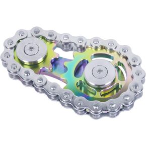 Fidget Spinner, Linkage Bike Chain Spinner Design 2 Gears Figity Spin Finger Games, Metal Stainless Steel Durable Mechanics with Smooth Bearings, Premium Figit Toy - Colorful
