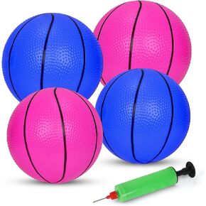 Mini Basketballs with Pump for Mini Hoops(6 inch 7 inch Packs 3-4), Replacement Toy Basketball for Kids Toddler Boy and Girls Indoor Outdoor Game Play