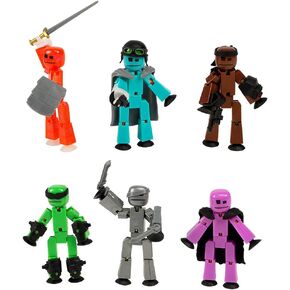 Zing Stikbot Off The Grid Pack - Set of 6 Poseable Action Figures with Weapons and Accessories, Includes Striker, Clint, Pixel, Raptus, Shift and Regalius, Stop Motion Animation, for Ages 4 and Up