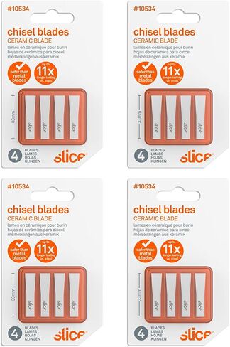 Slice 10534-CS Chisel Blades, Ceramic Blade Lasts 11x Longer Than Metal, Finger Friendly Edge, 24 Blades, White in Kuwait