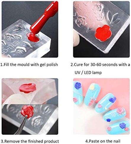 مجموعة قوالب سيليكون صغيرة لفن تزيين الاظافر من هيليزك مكونة من 12 قطعة in Kuwait