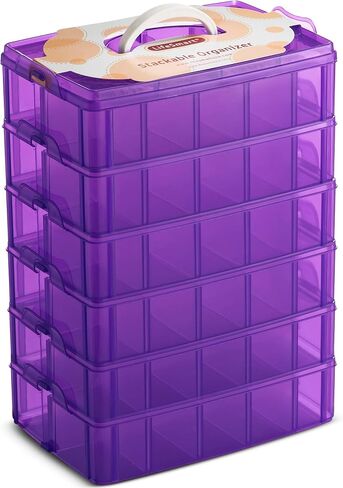 LifeSmart Stackable Bead Storage Organizer Box | DIY Art Craft Case Storage with Adjustable Compartments | Small Plastic Containers with Dividers for Toys, Jewelry, Fishing Tackles and Sewing Supplies in Saudi Arabia