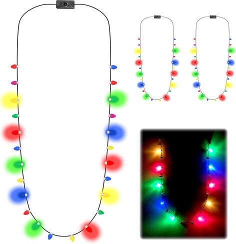 Christmas Necklace | Bright Light | Best Christmas Accessories | Fun and bright Christmas Necklace | Ornament Christmas Necklace | Party Favors | Pack of 3, 6 or 12 in Saudi Arabia