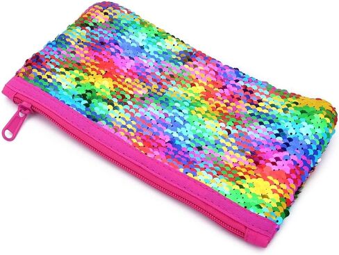 مقلمة لطيفة لامعة قابلة للعكس من الترتر، حافظة اقلام رصاص للبنات مستحضرات التجميل والمكياج حقيبة منظمة للنساء مقاس واحد اس كيو بي سي in Kuwait