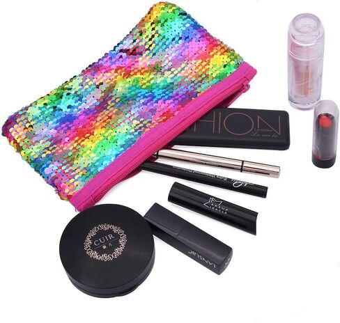 مقلمة لطيفة لامعة قابلة للعكس من الترتر، حافظة اقلام رصاص للبنات مستحضرات التجميل والمكياج حقيبة منظمة للنساء مقاس واحد اس كيو بي سي in Kuwait