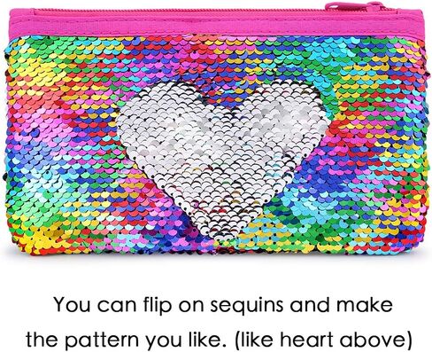 مقلمة لطيفة لامعة قابلة للعكس من الترتر، حافظة اقلام رصاص للبنات مستحضرات التجميل والمكياج حقيبة منظمة للنساء مقاس واحد اس كيو بي سي in Kuwait