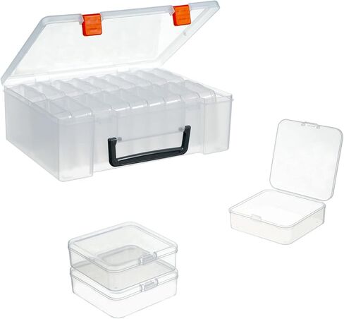 13 Pieces Small Plastic Craft 0rganizers and Storage, Transparent Box with Hinged Lid for Storage of Jewelry, Diamonds, DIY Art Craft Accessory in Saudi Arabia