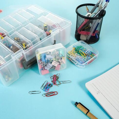 13 Pieces Small Plastic Craft 0rganizers and Storage, Transparent Box with Hinged Lid for Storage of Jewelry, Diamonds, DIY Art Craft Accessory in Saudi Arabia