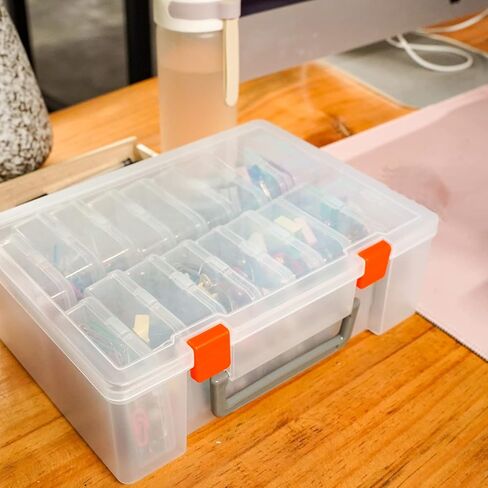 13 Pieces Small Plastic Craft 0rganizers and Storage, Transparent Box with Hinged Lid for Storage of Jewelry, Diamonds, DIY Art Craft Accessory in Saudi Arabia