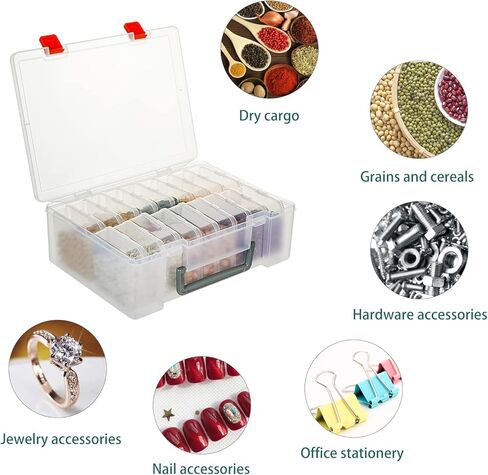 13 Pieces Small Plastic Craft 0rganizers and Storage, Transparent Box with Hinged Lid for Storage of Jewelry, Diamonds, DIY Art Craft Accessory in Saudi Arabia