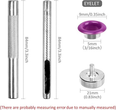 Laviesto Grommet Kit, 500 Sets 3/16 Inch Multi-Color Metal Eyelets Grommets Set with 3 Setting Tools for Clothes Shoes Bag Leather Crafts DIY Projects(10 Colors) in Kuwait