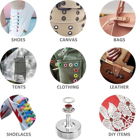 Laviesto Grommet Kit, 500 Sets 3/16 Inch Multi-Color Metal Eyelets Grommets Set with 3 Setting Tools for Clothes Shoes Bag Leather Crafts DIY Projects(10 Colors) in Kuwait