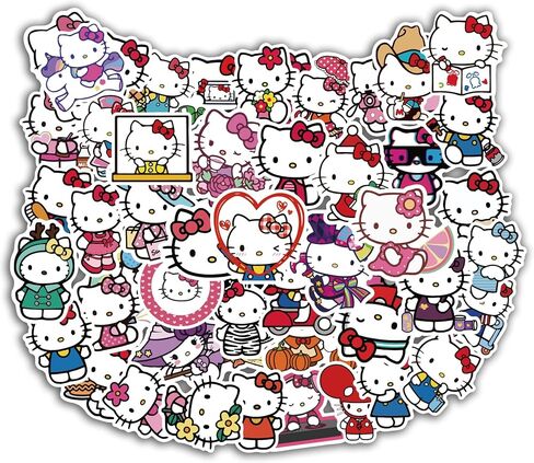 ملصقات Hello Kitty، حزمة ملصقات لطيفة، ملصقات Kawaii، 50 قطعة من ملصقات Dovipta Vinyl المقاومة للماء لزجاجة المياه، الكمبيوتر المحمول، لوح التزلج، الكمبيوتر، الهاتف، ملصقات للأطفال والفتيات والمراهقين والبالغين (مرحبًا) in Kuwait
