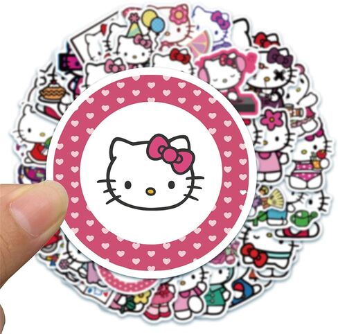 ملصقات Hello Kitty، حزمة ملصقات لطيفة، ملصقات Kawaii، 50 قطعة من ملصقات Dovipta Vinyl المقاومة للماء لزجاجة المياه، الكمبيوتر المحمول، لوح التزلج، الكمبيوتر، الهاتف، ملصقات للأطفال والفتيات والمراهقين والبالغين (مرحبًا) in Kuwait