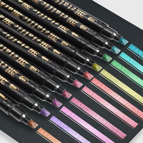 مجموعة أقلام طلاء أكريليك من CeleMoon مكونة من 36 لونًا معدنيًا، سريعة الجفاف للخشب الصخري والزجاج والنسيج والقماش والسيراميك والمعادن، مسطحة مزدوجة ورأس فرشاة in Kuwait