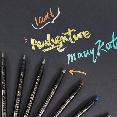 مجموعة أقلام طلاء أكريليك من CeleMoon مكونة من 36 لونًا معدنيًا، سريعة الجفاف للخشب الصخري والزجاج والنسيج والقماش والسيراميك والمعادن، مسطحة مزدوجة ورأس فرشاة in Kuwait