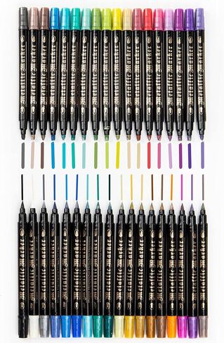 مجموعة أقلام طلاء أكريليك من CeleMoon مكونة من 36 لونًا معدنيًا، سريعة الجفاف للخشب الصخري والزجاج والنسيج والقماش والسيراميك والمعادن، مسطحة مزدوجة ورأس فرشاة in Kuwait