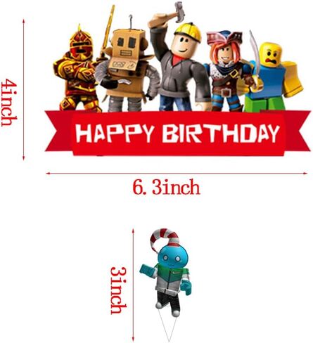 25Pcs Happy Birthday Cake Toppers Cupcake Toppers for Robot Block Party Decorations in Kuwait