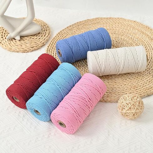 FOPUGT سلك مضفر 3 مم × 109 ياردة حبل قطن مكرامية بوهيميا مكرامية حبل لحقيبة الشماعات المصنوعة يدويًا ومشاريع ديكورات المنزل (وردي خوخ) in Kuwait