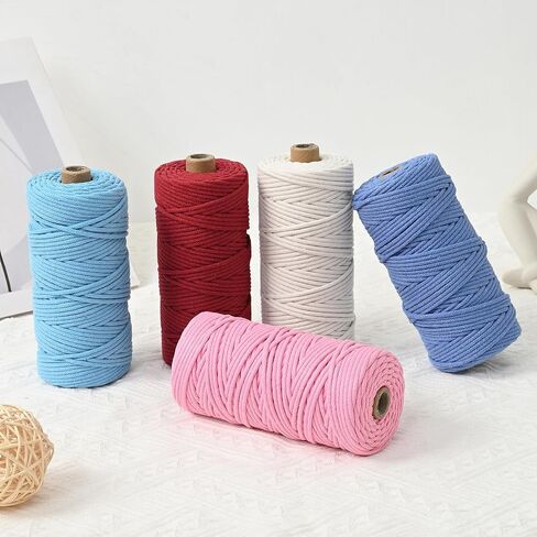 FOPUGT سلك مضفر 3 مم × 109 ياردة حبل قطن مكرامية بوهيميا مكرامية حبل لحقيبة الشماعات المصنوعة يدويًا ومشاريع ديكورات المنزل (وردي خوخ) in Kuwait
