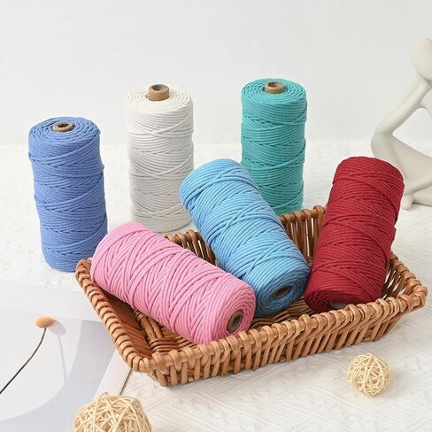 FOPUGT سلك مضفر 3 مم × 109 ياردة حبل قطن مكرامية بوهيميا مكرامية حبل لحقيبة الشماعات المصنوعة يدويًا ومشاريع ديكورات المنزل (وردي خوخ) in Kuwait