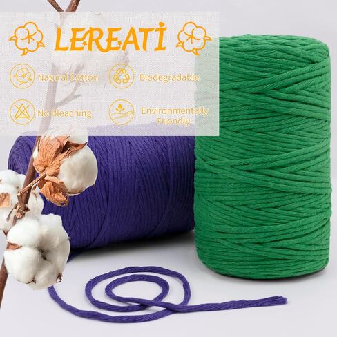 حبل مكرامية مفرد من LEREATI مقاس 4 مم × 110 ياردة، حبل مكرامية أرجواني غامق 4 مم من القطن الطبيعي، حبل قطني سميك للتعليق على الحائط، شماعات النباتات، الحرف اليدوية، ديكورات المنزل in Kuwait