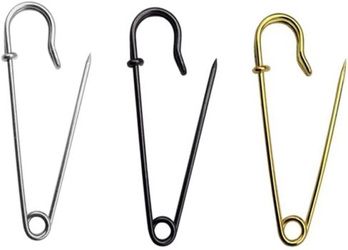 15 عبوة من دبابيس الأمان الكبيرة، 4 دبابيس بطانية شديدة التحمل، اللون ذهبي وفضي وأسود لجميع أنواع الحرف اليدوية والملابس والبطانيات والحرفية اليدوية، آمنة ومتينة in Kuwait