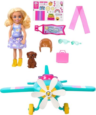 Barbie Chelsea Can Be… Doll & Plane Playset, 2-Seater Aircraft with Spinning Daisy Propellor & 7 Accessories, Including Puppy & Stickers in Saudi Arabia