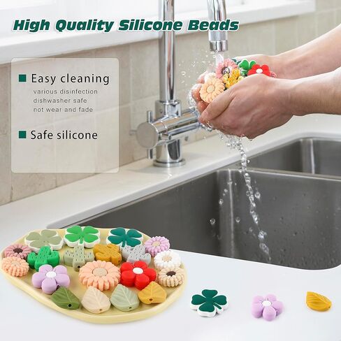 Sunrony 12PCS Silicone Focal Beads, Silicone Beads for Keychain Making Focal Silicone Mom Beads for Pens Silicone Beads Focal for Bracelet Necklace Crafts(Mama Beads) in Kuwait