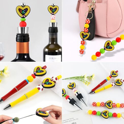 Sunrony 12PCS Silicone Focal Beads, Silicone Beads for Keychain Making Focal Silicone Mom Beads for Pens Silicone Beads Focal for Bracelet Necklace Crafts(Mama Beads) in Saudi Arabia
