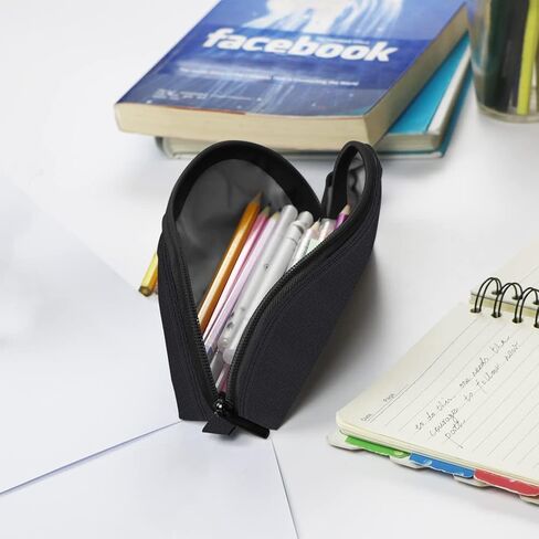 Gloppie 2-PACK Pencil Bag Aesthetic Simple Pencil Pouch Practical Pencil Case Small Pen Holder Office Stationery Back to School Supplies, Black in Saudi Arabia