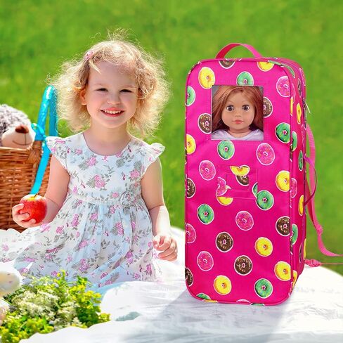 زيتا اليمنت شنطة سفر لحمل الدمى مقاس 18 انش من اميريكان جيرل، شنطة حمل دمى مقاس 18 انش، شنطة نوم للدمى مع جيوب تخزين متعددة لخزانة الملابس in Kuwait