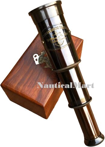 6" Handheld Brass Telescope - Pirate Navigation Wooden Box (Antique Black) in Saudi Arabia