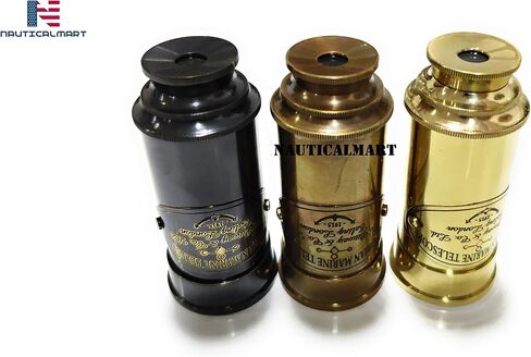 6" Handheld Brass Telescope - Pirate Navigation Wooden Box (Antique Black) in Saudi Arabia